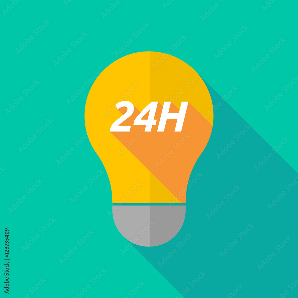 Long shadow light bulb icon with the text 24H Long shadow light bulb icon with the text 24H