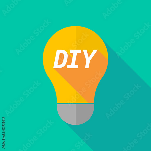 Long shadow light bulb icon with    the text DIY