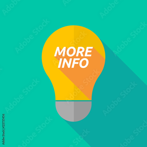 Long shadow light bulb icon with    the text MORE INFO