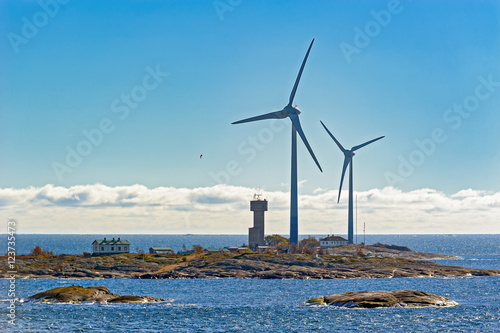 Wind energy power generators in Aland Islands archipelago, Finla