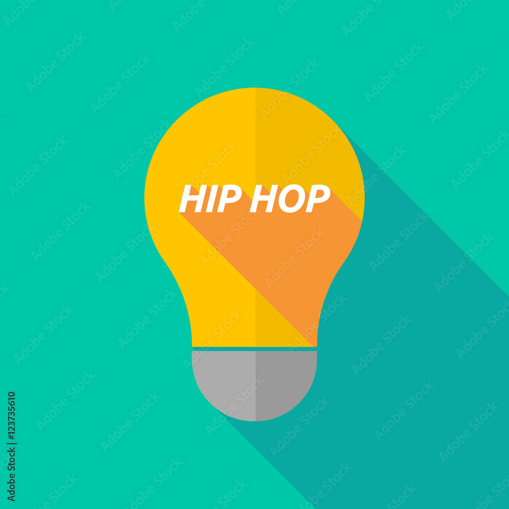 Long shadow light bulb icon with the text HIP HOP Long shadow light bulb icon with the text HIP HOP