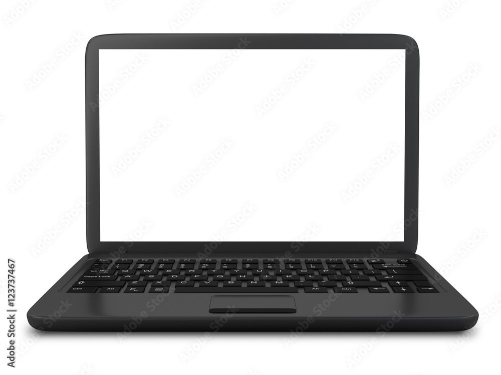 Modern Laptop PC with blank LCD screen isolated on white background (3D rendering) Modern Laptop PC with blank LCD screen isolated on white background (3D rendering)