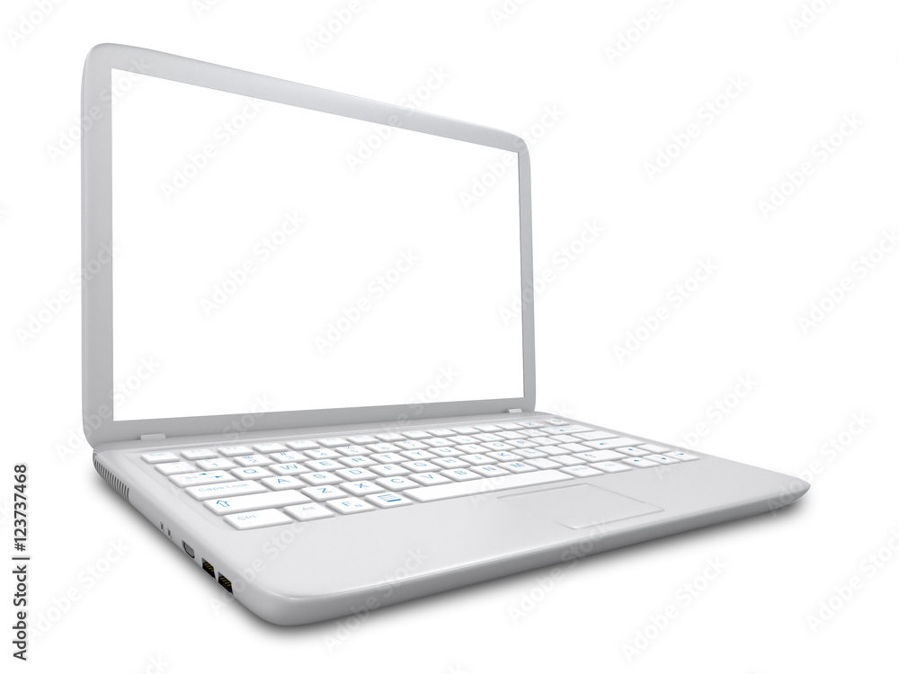 Modern Laptop PC with blank LCD screen isolated on white background (3D rendering) Modern Laptop PC with blank LCD screen isolated on white background (3D rendering)