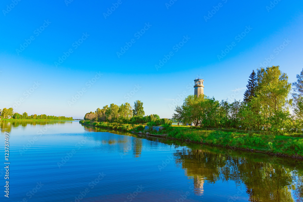 old lighthouse on the river