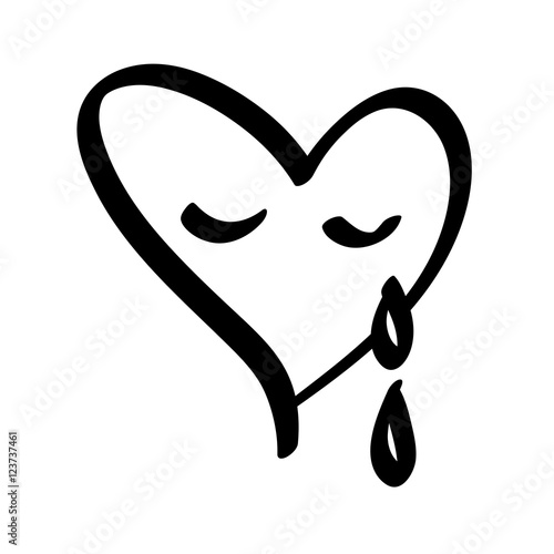 Crying black heart shapes with teardrops. vector illustration.
