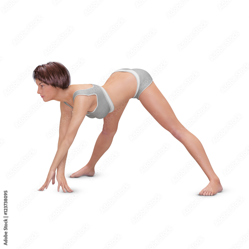Dehnübungen und Stretching – junge Frau in Dehnen-Position Dehnübungen und Stretching – junge Frau in Dehnen-Position