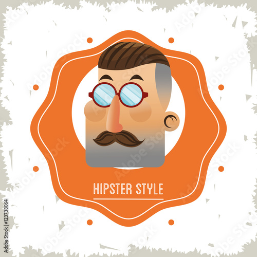 Man cartoon with mustache inside seal stamp icon. Hipster style vintage retro fashion and culture theme. Colorful and grunge design. Vector illustration