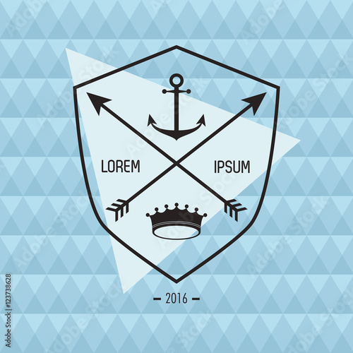 Anchor arrow and shield icon. Hipster style vintage retro fashion and culture theme. Colorful design. Vector illustration