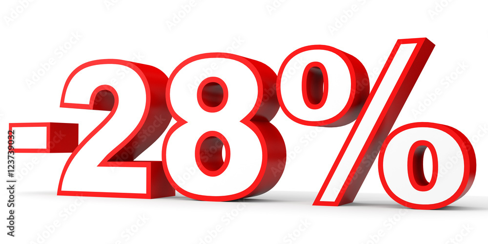 Discount 28 percent off. 3D illustration on white background. Discount 28 percent off. 3D illustration on white background.
