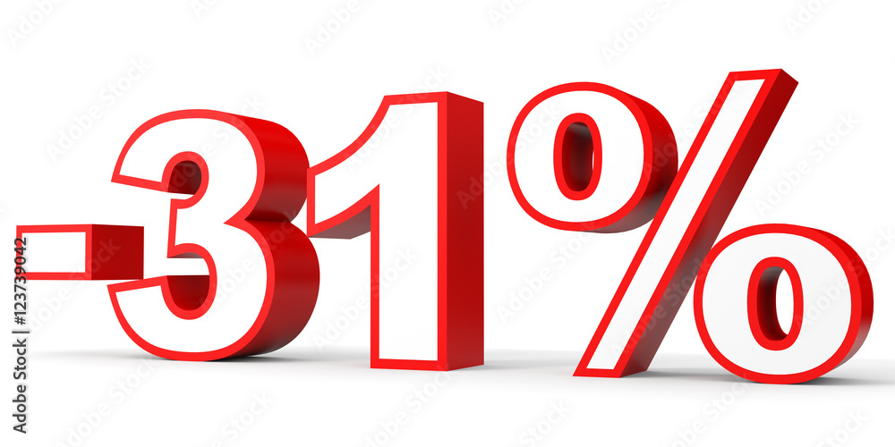 Discount 31 percent off. 3D illustration on white background. Discount 31 percent off. 3D illustration on white background.