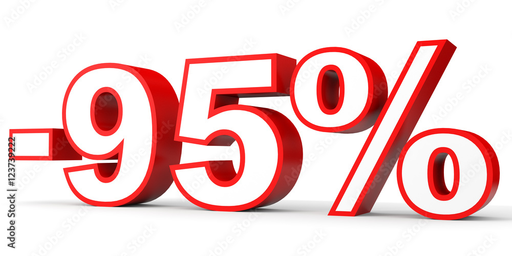 Discount 95 percent off. 3D illustration on white background. Discount 95 percent off. 3D illustration on white background.