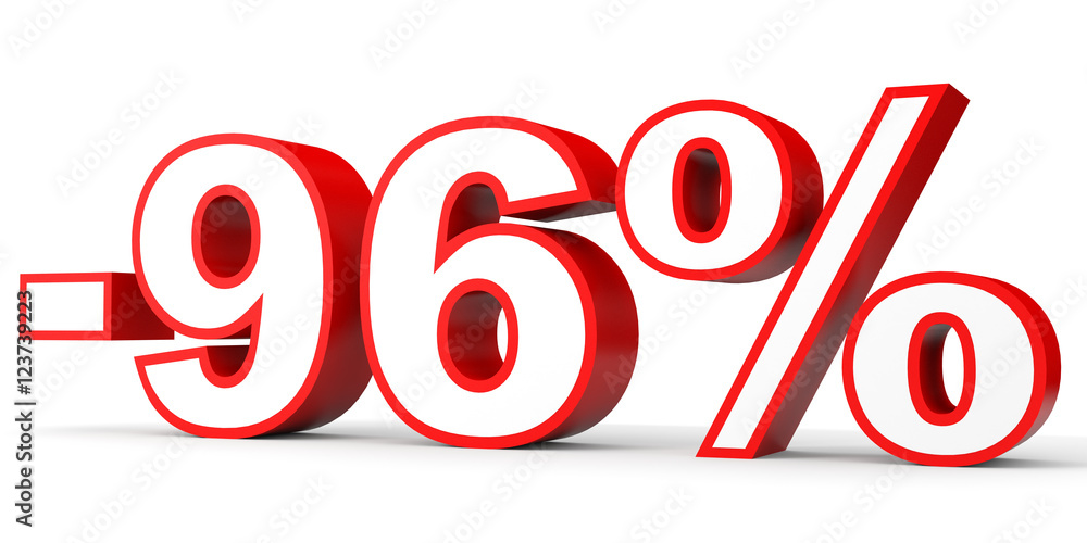 Discount 96 percent off. 3D illustration on white background. Discount 96 percent off. 3D illustration on white background.