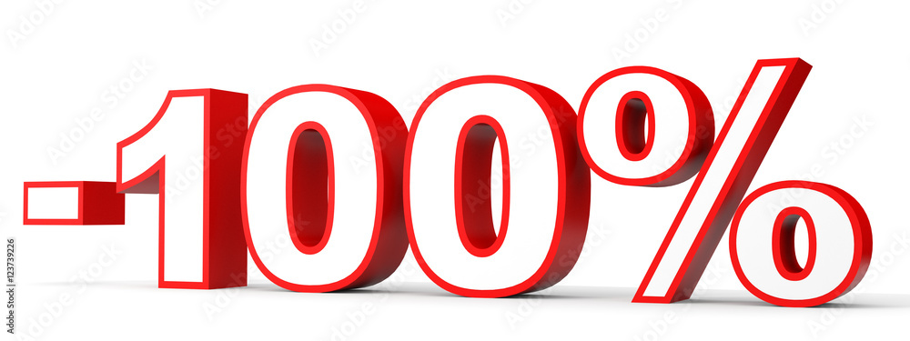 Discount 100 percent off. 3D illustration on white background. Discount 100 percent off. 3D illustration on white background.