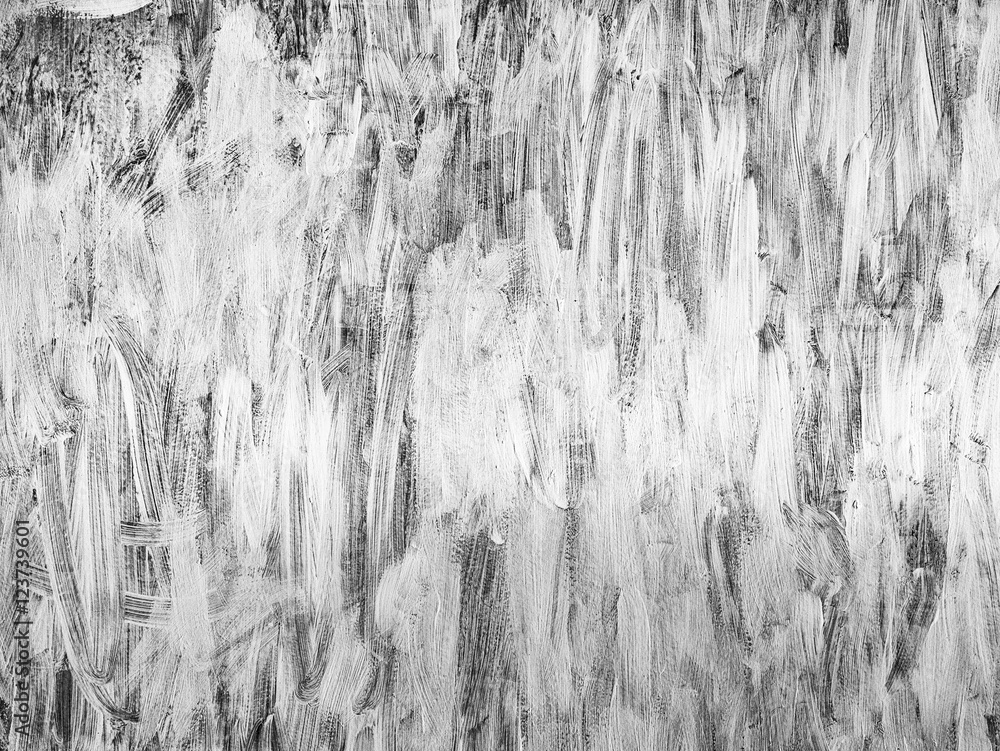 Fototapeta premium Grungy white brush paint background with grain.