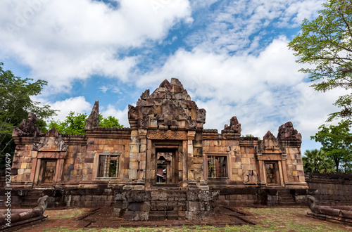Prasat Muang Tam historical park at Buriram Province Thailand   Generality in Thailand and kind of art decorated in Buddhist church temple pavilion temple hall.They are public 