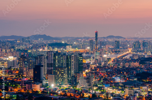 seoul city and Downtown skyline in Seoul  South Korea...