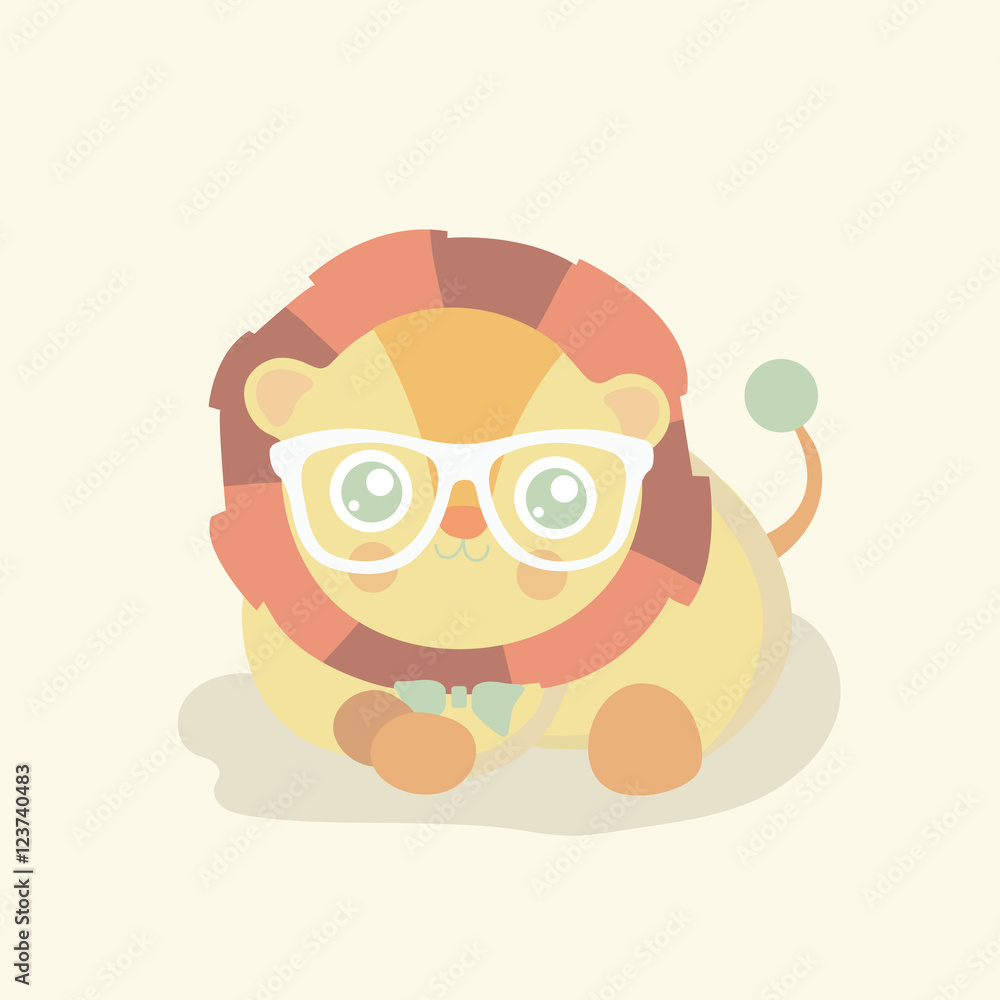 cute lion cartoon, king of the jungle, T-shirt design vector illustration