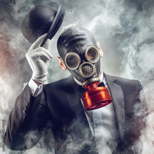 the gentleman in the gas mask photo