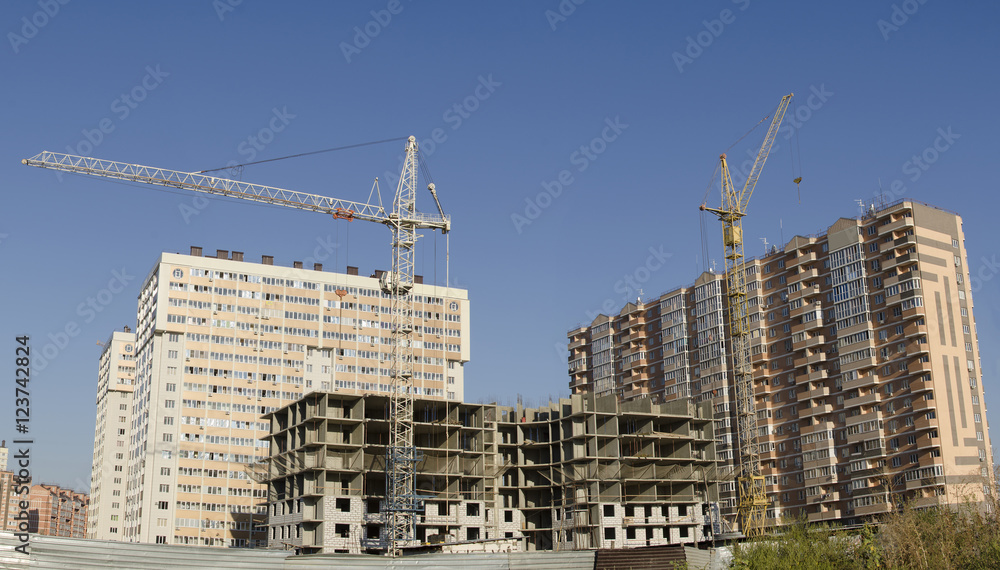 Construction of a group of buildings.