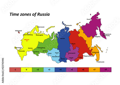 Vector map of Russia 2016 with time zones