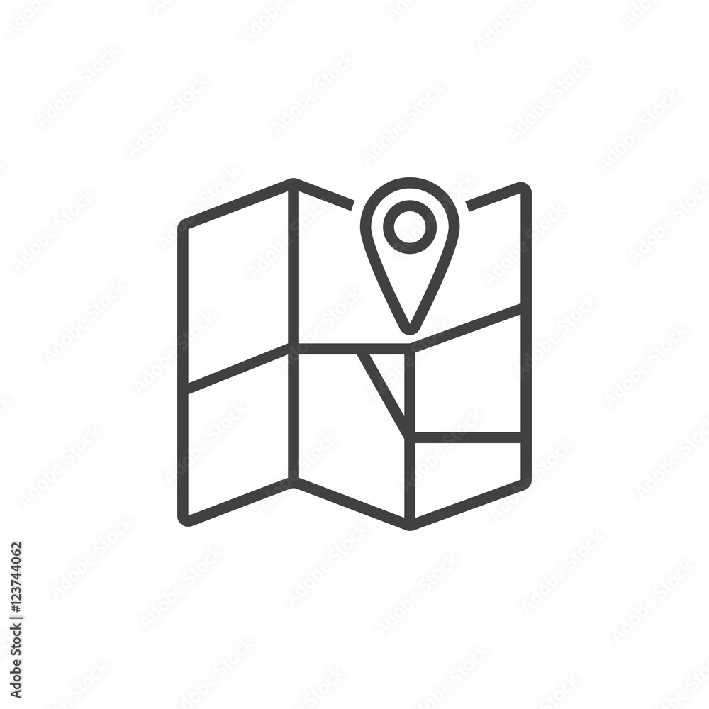 Location line icon, map outline vector logo illustration, linear pictogram isolated on white Location line icon, map outline vector logo illustration, linear pictogram isolated on white