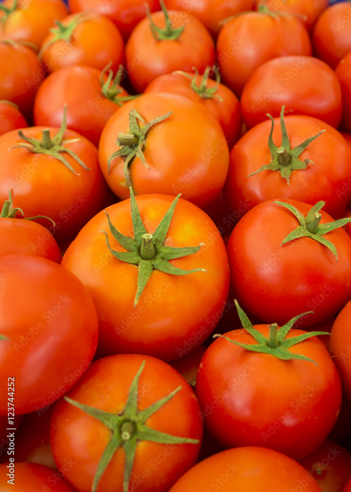 Delicious red tomatoes. A pile of tomatoes. Summer tray market agriculture farm full of organic tomatoes. Fresh tomatoes. It can be used as background. Delicious red tomatoes. A pile of tomatoes. Summer tray market agriculture farm full of organic tomatoes. Fresh tomatoes. It can be used as background.