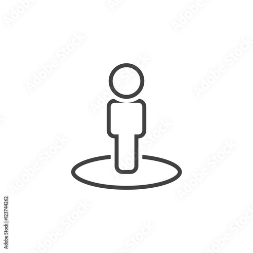 Street View line icon, person standing in a circle outline vector logo illustration, linear pictogram isolated on white