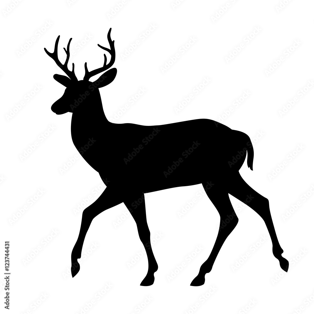 deer vector illustration silhouette black side view Stock Vector ...