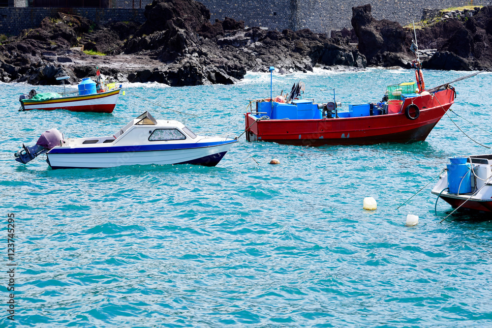 Fototapeta premium some old colored fishing boats