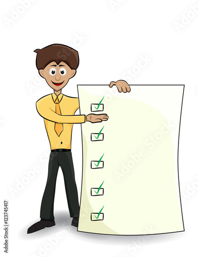 blank banner with correct sign and man charater