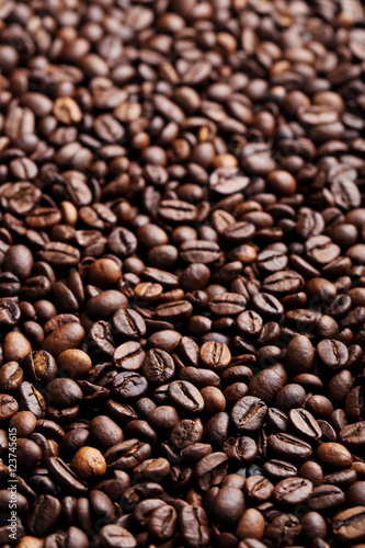 Brown roasted coffee beans background