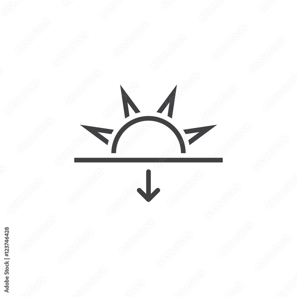 sunset line icon, outline vector logo illustration, linear pictogram isolated on white sunset line icon, outline vector logo illustration, linear pictogram isolated on white