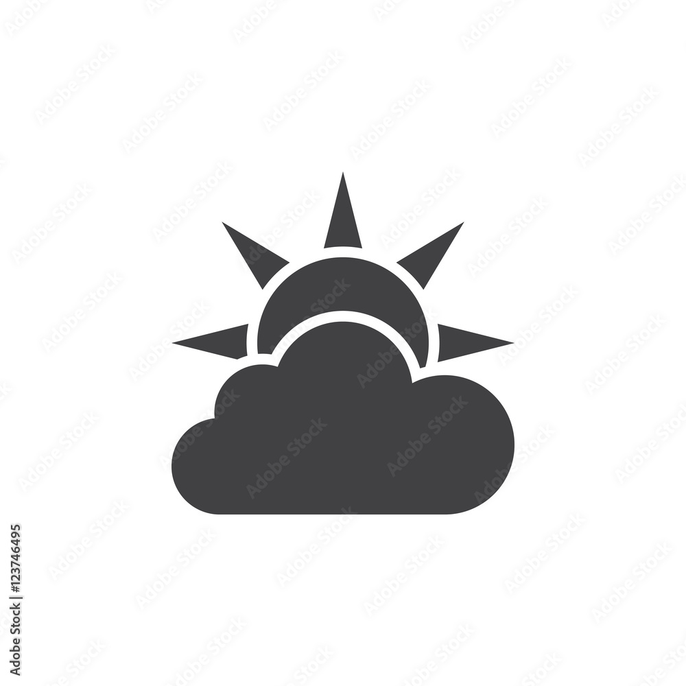 Weather forecast icon vector, partly cloudy solid logo illustration, pictogram isolated on white Weather forecast icon vector, partly cloudy solid logo illustration, pictogram isolated on white