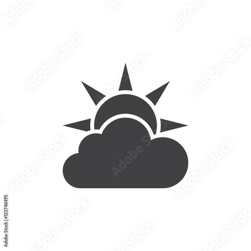 Weather forecast icon vector, partly cloudy solid logo illustration, pictogram isolated on white