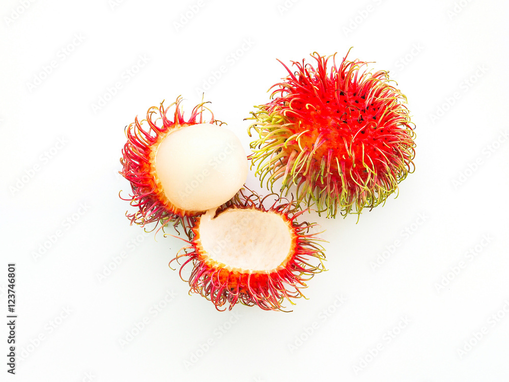 rambutan on white background.