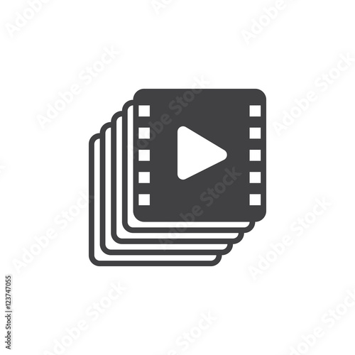 video collection icon vector, playlist solid logo illustration, pictogram isolated on white