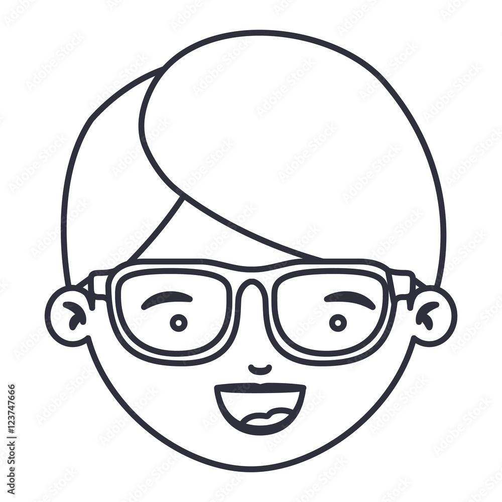 Boy cartoon face with glasses icon. Kid child little and people theme. Isolated design. Vector illustration Boy cartoon face with glasses icon. Kid child little and people theme. Isolated design. Vector illustration