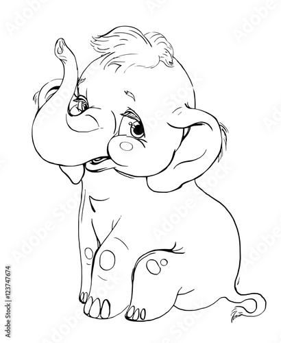 Funny cartoon baby elephant