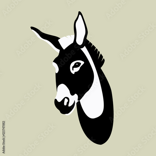donkey head face vector illustration style Flat