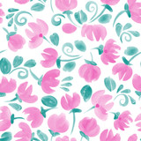 watercolor flowers seamless vector pattern