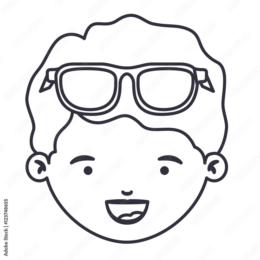 Boy cartoon face with glasses icon. Kid child little and people theme. Isolated design. Vector illustration Boy cartoon face with glasses icon. Kid child little and people theme. Isolated design. Vector illustration