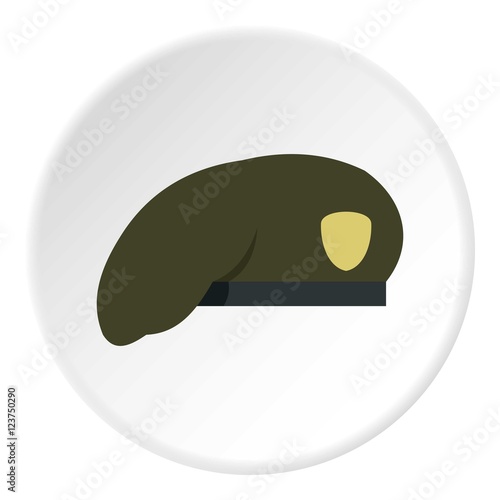 Military green beret icon. Flat illustration of beret vector icon for web design