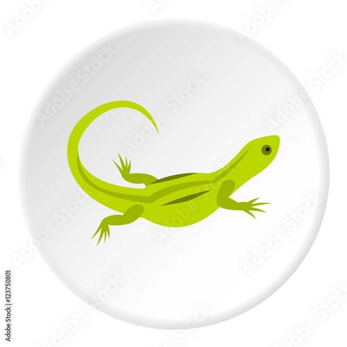Green lizard icon. Flat illustration of green lizard vector icon for web