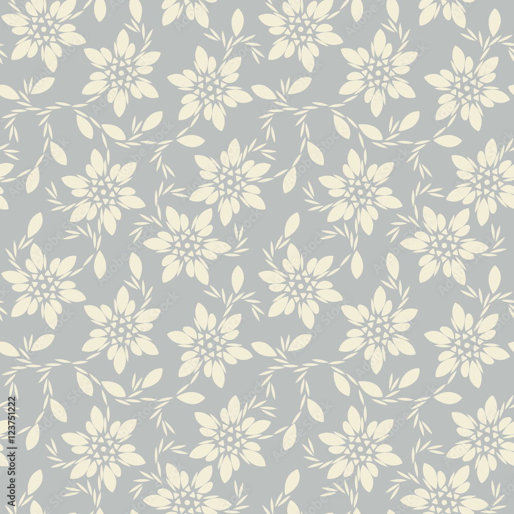 Beautiful seamless pattern with ivory flowers and leaves