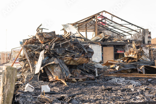 Remnants of burned building