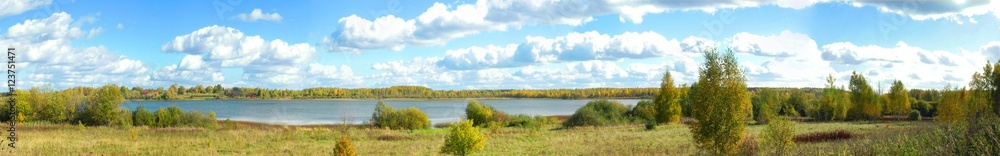 Russian natural landscape in the autumn (panorama).