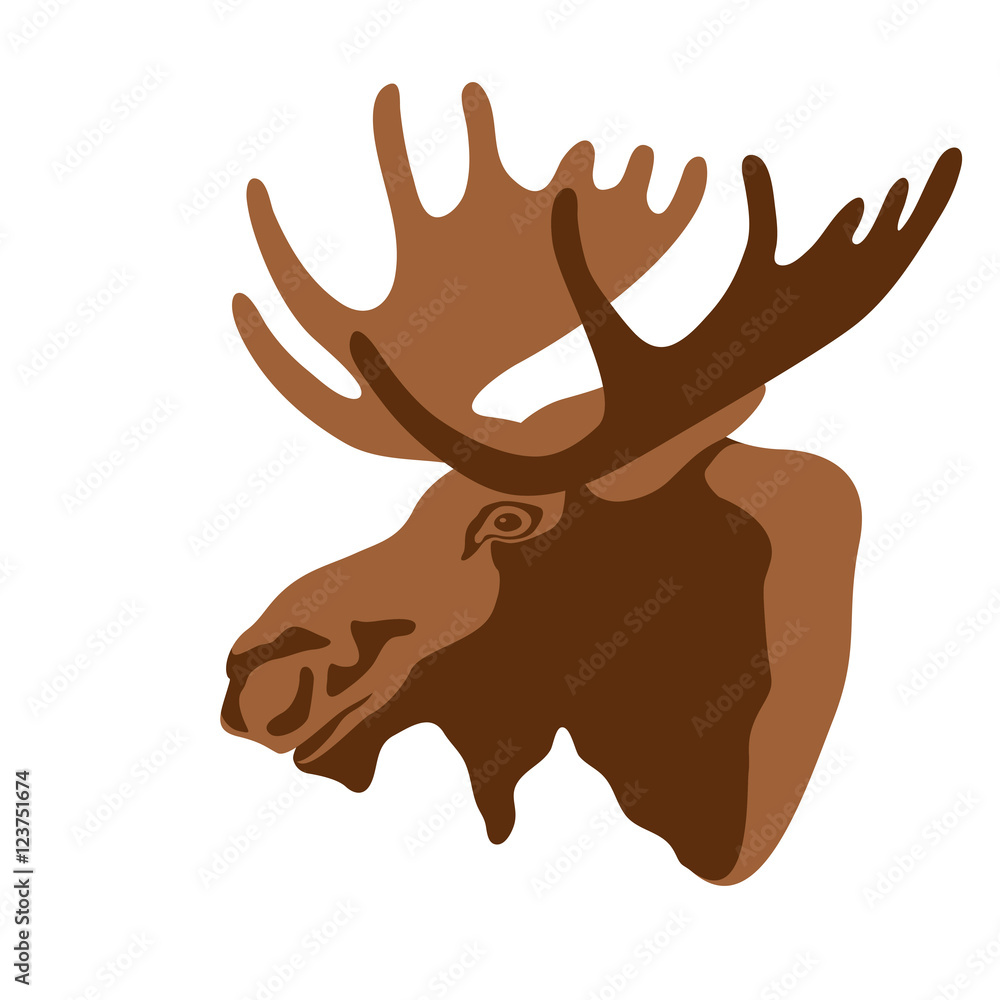 Moose head vector illustration style Flat Stock Vector | Adobe Stock