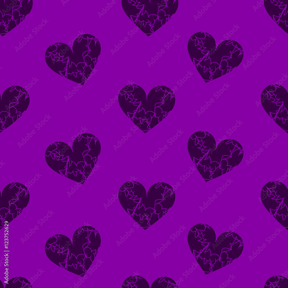 Seamless pattern with hearts. Autumn ornament. Vector