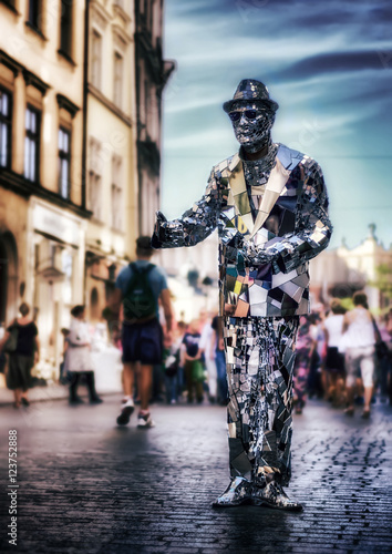 mirror man in Cracow , Krakow in Poland , Europe