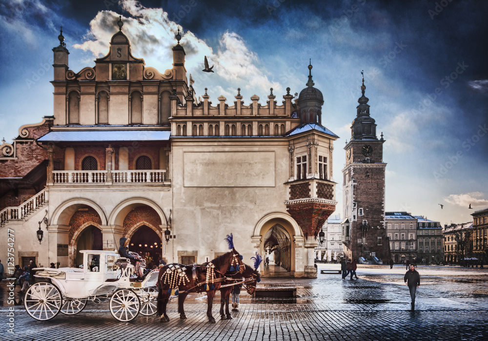 Cracow /Krakow carriage , in Poland , Europe  - obrazy, fototapety, plakaty 